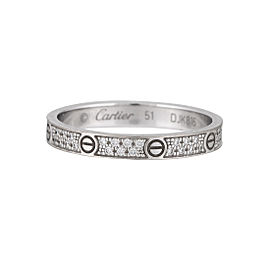 Cartier Love Ring Small 18k White Gold Pave Diamonds Size 5.75