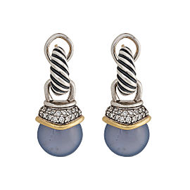 David Yurman Sterling Silver Capri Chalcedony Diamond Earrings