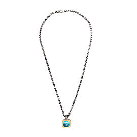 David Yurman Sterling Silver & 18K Yellow Gold with Topaz Pendant Necklace