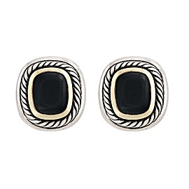 David Yurman Sterling Silver and 14K Yellow Gold Onyx Clip-On Earrings