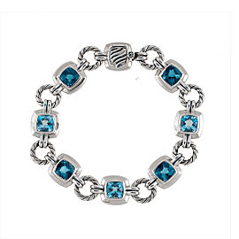 David Yurman Sterling SIlver Blue Topaz Renaissance Bracelet