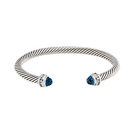 David Yurman Hampton Blue Topaz and Diamonds Cable Classics Bracelet