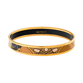 Hermes Narrow Gold Tone Hardware & Enamel Bracelet