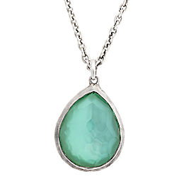 Ippolita Rock Candy Sterling Silver Mother of Pearl and Quartz Doublet Mini Tear Drop Pendant Necklace