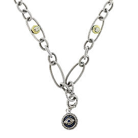 Judith Ripka Silver and Gold Evil Eye Necklace with Sapphires
