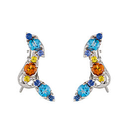 Pasquale Bruni 18k White Gold Blue Topaz and Citrine Drop Earrings