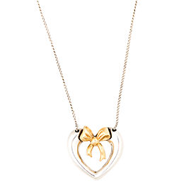 Tiffany & Co. Yellow Gold and Sterling Silver Heart Ribbon Pendant Necklace