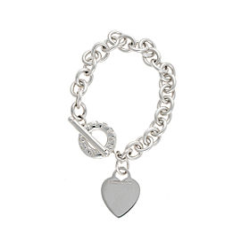 Tiffany & Co. 925 Sterling Silver Toggle Heart Charm Bracelet