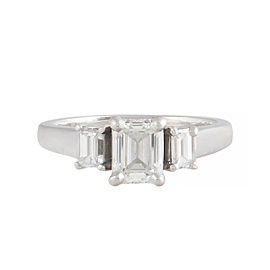 18K White Gold 3 Stone Diamond Engagement Ring Size 5.5