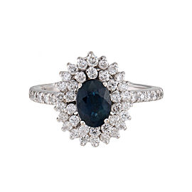 14K White Gold Sapphire 0.60ctw. Diamond Ring Size 5.5