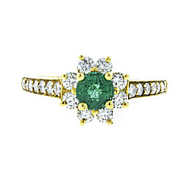 Tiffany & Co. 18K Yellow Gold Emerald and Diamond Flower Ring