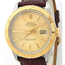 Mens Rolex Two-Tone 18K/SS Datejust Turn-O-Graph Gold Tapestry 16263