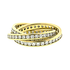 14k Yellow Gold and Diamonds 3 Band Rolling Ring