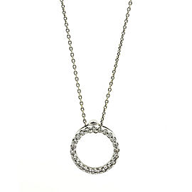 18k White Gold and Diamond Small Circle Pendant Necklace
