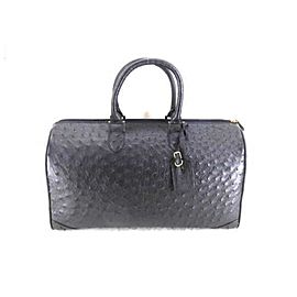 Other Leather Boston Duffle 233159 Black Ostrich Satchel