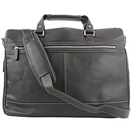 Levenger Dark Brown Leather Carrie Messenger Laptop Bag 28lev114