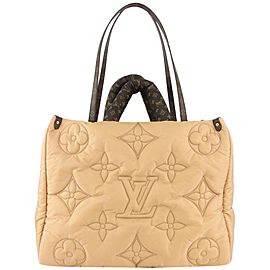 Louis Vuitton Beige Puffer Quilted Pillow Onthego GM 2way Tote Bag 1122lv1