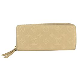 Louis Vuitton Beige Monogram Empreinte Zippy Wallet Long Zip Around 101lv19