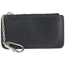 Louis Vuitton Black Epi Leather Noir Key Pouch Pochette Cles Keychain 107lv44