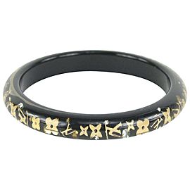 Louis Vuitton Black x Gold Inclusion Bangle Bracelet 106lv12