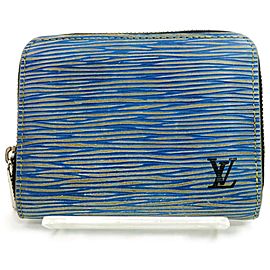 Louis Vuitton Denim Epi Zippy Coin Purse Compact Wallet 872715