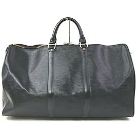 Louis Vuitton Black Epi Leather Noir Keepall 50 Duffle Bag 863133