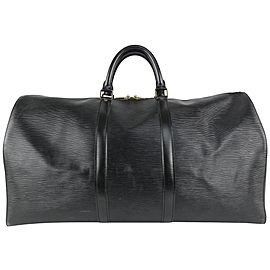 Louis Vuitton Black Epi Leather Keepall 55 Boston Duffle Bag 3LZ1020