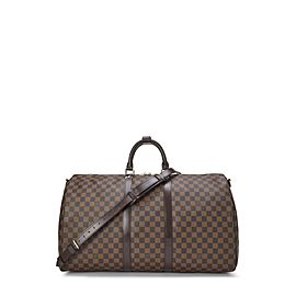 Louis Vuitton Damier Ebene Keepall Bandouliere 55 Duffle Bag with Strap 1lvlm311