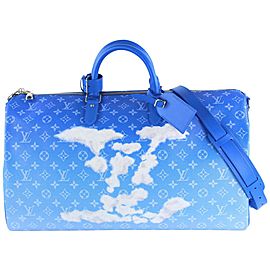 Louis Vuitton Blue Monogram Clouds Keepall Bandouliere 50 Duffle Bag Strap 24LVS1210