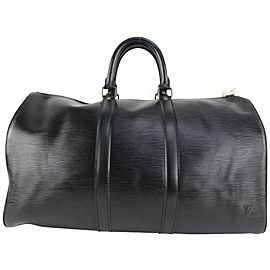 Louis Vuitton Black Epi Leather Noir Keepall 45 Boston Duffle Bag 915lv73