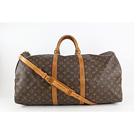 Louis Vuitton Monogram Keepall Bandouliere 60 Boston Duffle Bag with Strap 1110lv17