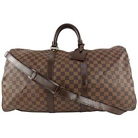Louis Vuitton Damier Ebene Keepall Bandouliere 55 Duffle with Strap a1112v48