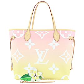 Louis Vuitton Pink x Yellow Monogram By the Pool Neverfull MM Tote Bag 938lvs415