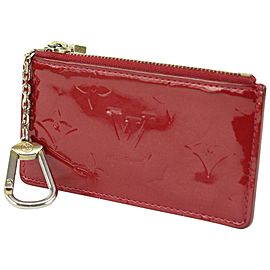 Louis Vuitton Red Monogram Vernis Pochette Cles Key Pouch Keychain 1l1v1029
