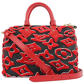 Louis Vuitton LVxUF Urs Fischer Red Monogram Speedy Bandouliere 25 Strap Bag 59lvs12