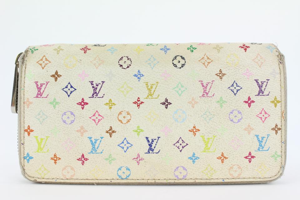 Louis Vuitton White Monogram Multicolor Zippy Wallet Zip Around 1lvs17