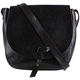 Lucky Brand Black Leather Crossbody Flap Bag 1M1018