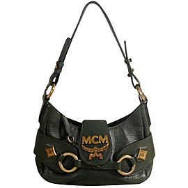MCM Hobo 869871 Green Leather Shoulder Bag