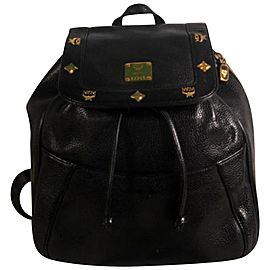 Mcm Studded 869326 Black Leather Backpack