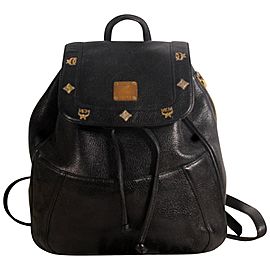 MCM Studded 869502 Black Leather Backpack