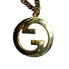 Large 18 kt Gold Plated Gucci Pendant Necklace