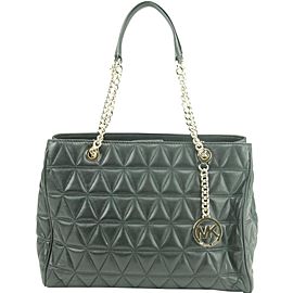 Michael Kors Quilted Black Leather Sussanah Chain Tote 15MK0102