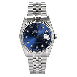 Rolex Men's Datejust Stainless Steel Custom Blue Diamond Dial