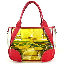 Prada Clear Tote Red Yellow 853808