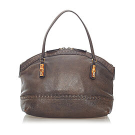 Gucci Bamboo Crafty Leather Handbag