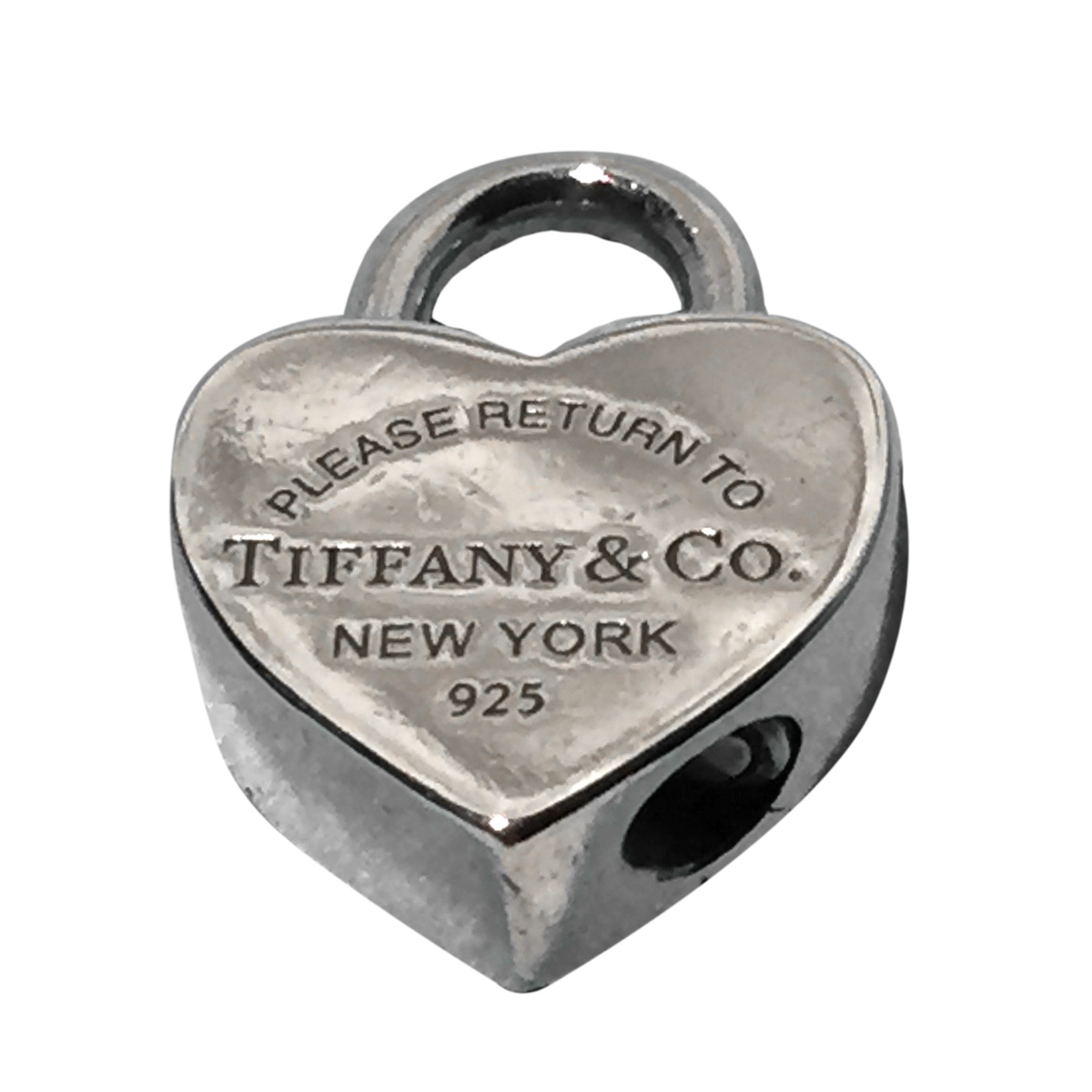 Tiffany & Co. Heart Lock Charm Silver Pendant Necklace Tiffany