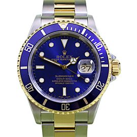 Rolex Submariner 16613 Blue Date 40mm 18k Yellow Gold Stainless Steel Gold-Through Clasp