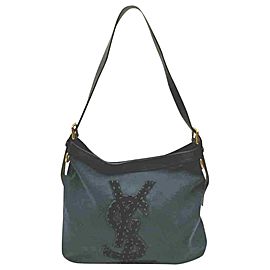 Saint Laurent Hobo Ysl Logo Seville 860061 Black Canvas Shoulder Bag