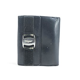 Salvatore Ferragamo Black Leather Gancini Logo Compact Wallet 16FK0113