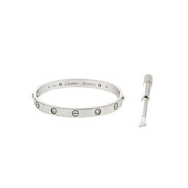 Cartier 18k White Gold Love Bracelet 4 Diamond size 17